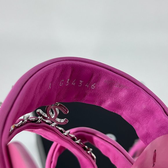 19C 35C Pink Purple Chain Detail CC logo Thong Sandals Flats C875 - Picture 13 of 17